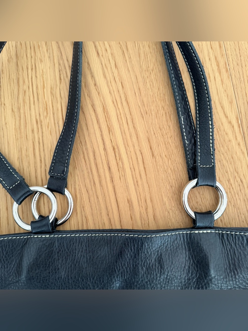 Roots Black Shoulder Tote with Pink Logo Accent - Picture 2 of 11